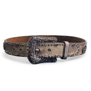 Ariat Women's Western Turquoise Diamond Inlay Center Leather Belt